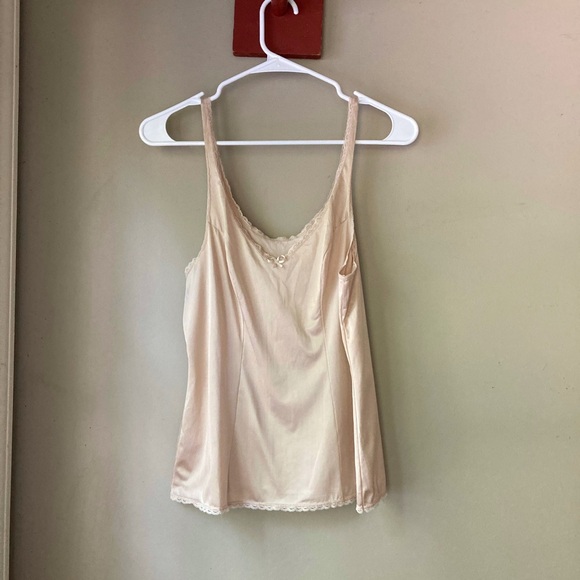 Vintage Vanity Fair Tanish Cream Bow Detail Cami Tank Top 34/40 - Picture 2 of 7